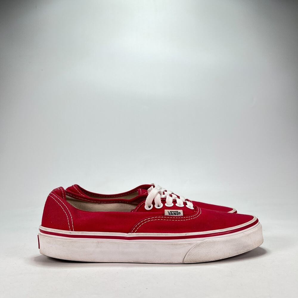 Vans Authentic Racing Red Canvas Low Top Skate Sneakers 721356 Women's Size 8.5